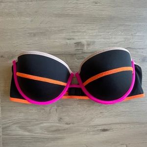 Victoria's Secret Strapless Black & Neon Bikini Top